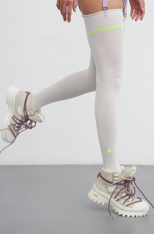 Панчохи Rib White Acid